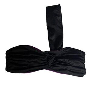 Black bikini top, one shoulder bikini top, rudge top